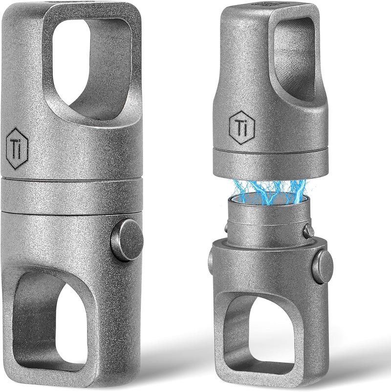 KeyUnity KA48 Titanium Magnetic Quick-Release Keychain, 360° Swivel Double-End Connector with Dual-Button Safety, 20kg Load, for Car Keys, USB Drives, and EDC Tools 2Pcs - Image 1